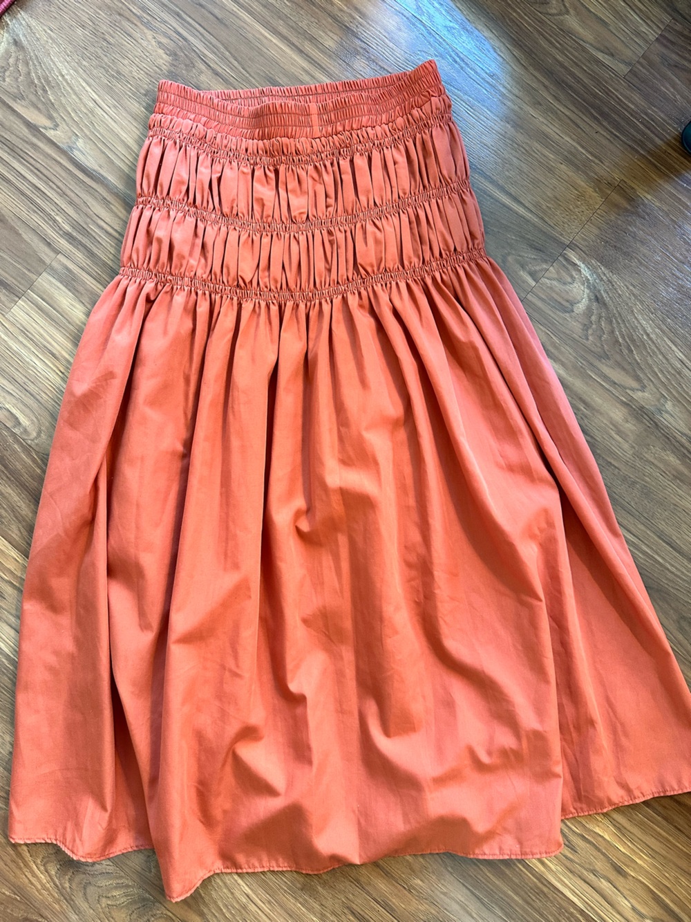 Smocked Waist A-Line Maxi Skirt - Coral